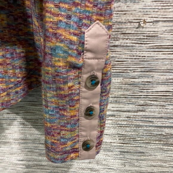 Anthropologie Lavender Plaid Long Sleeve Button-Front Top With Puff Sleeves NWT - Picture 3 of 8